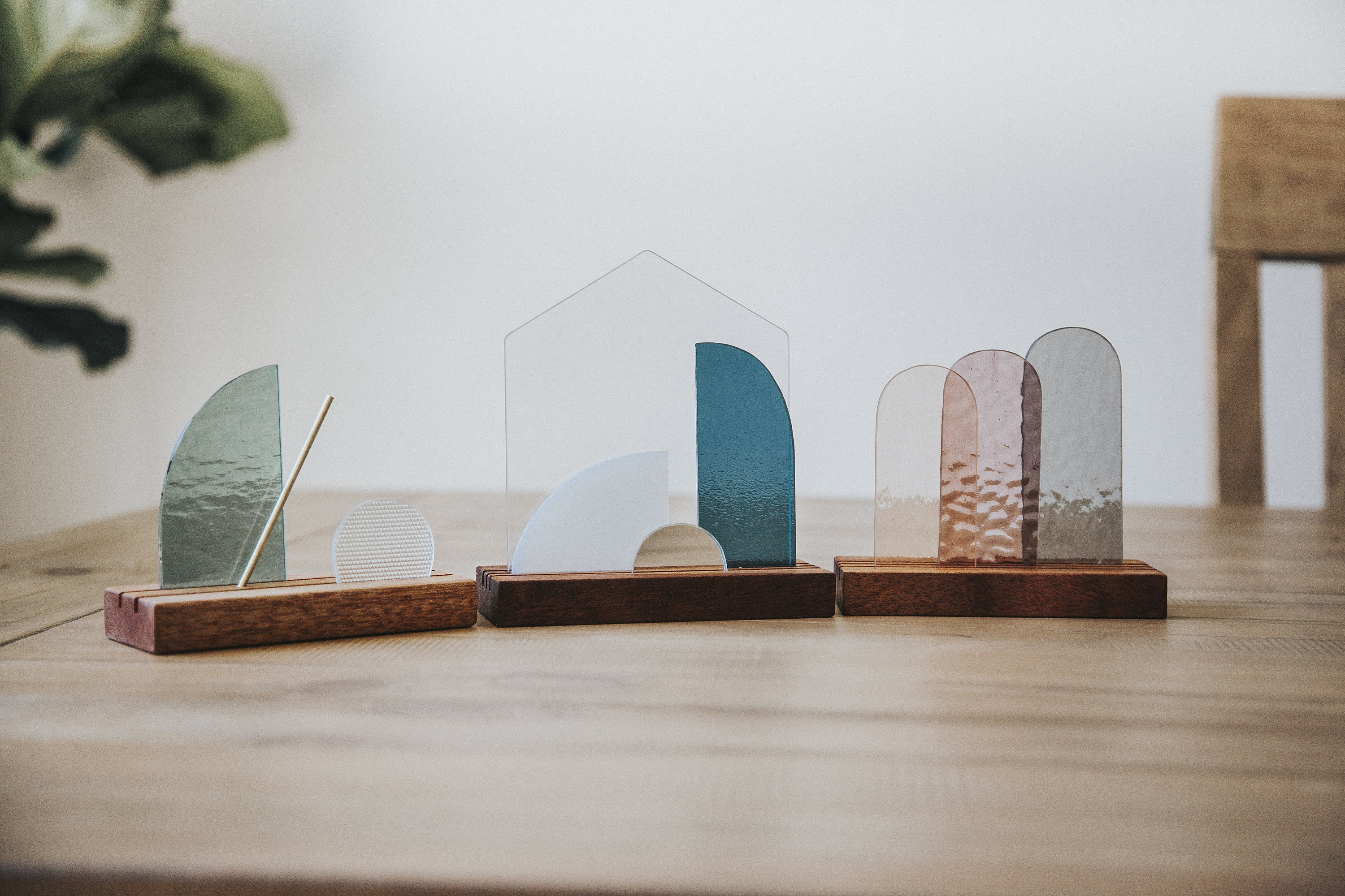 Modern Stained Glass Nativity Set Polished Edge Glass
