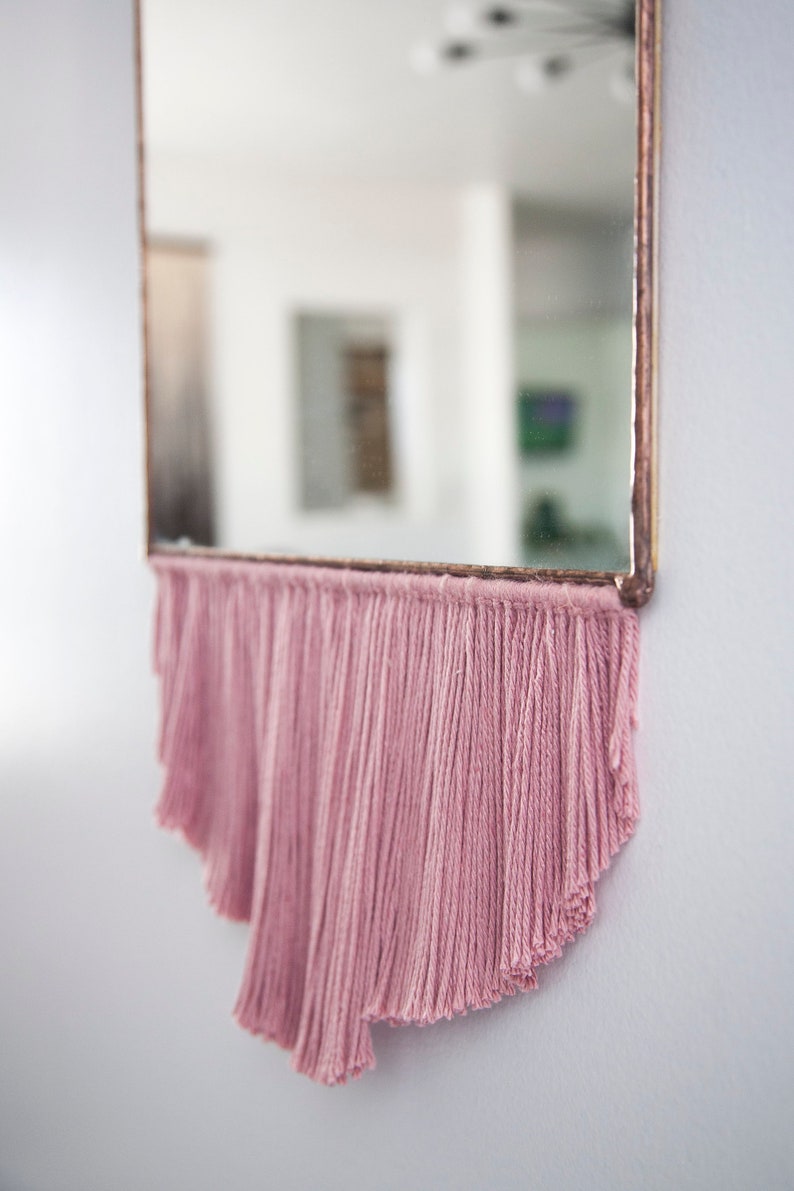 Elongated Arch Mirror with Fringe Stained Glass Mirror Wall Decor image 4