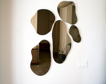 Kaluza Puddle Mirrors - Large Set of 5 in Clear, Bronze & Grey Mirror