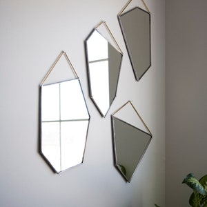 Geo Rock Shape Mirrors 4 Shapes Mirror Hanging, Modern Stained Glass Mirror, Mirror Wall Decor image 8