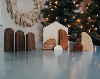 Modern Wood Nativity Set© - Designed by Szklo Glass