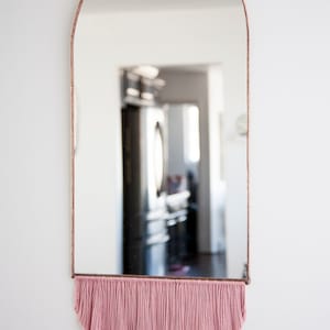 Elongated Arch Mirror with Fringe Stained Glass Mirror Wall Decor image 6