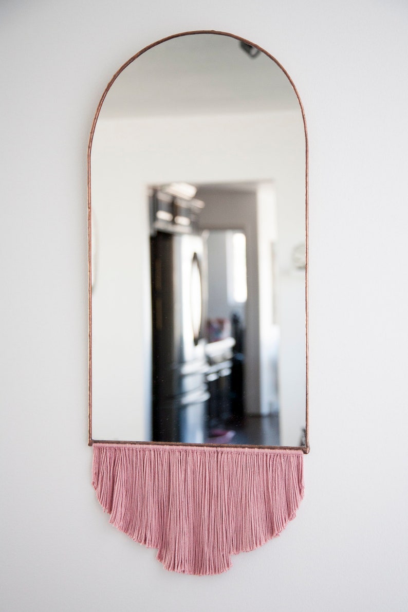 Elongated Arch Mirror with Fringe Stained Glass Mirror Wall Decor image 6