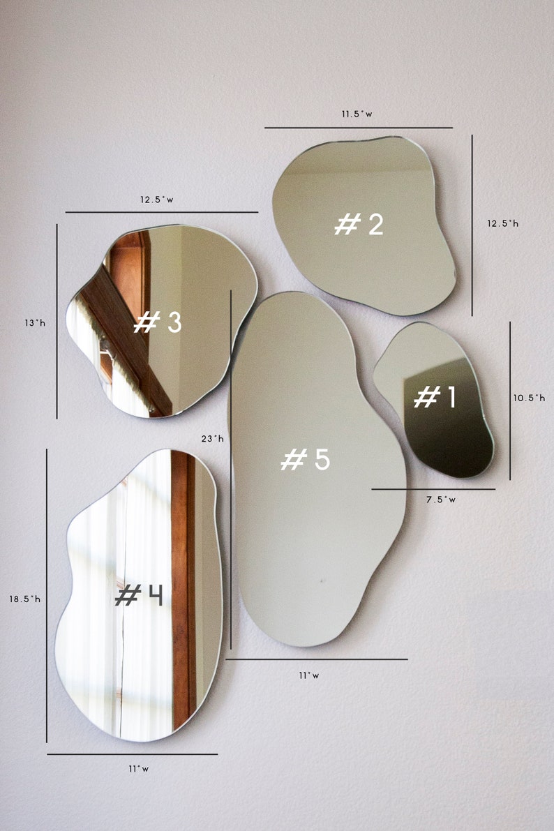 Kaluza Puddle Mirrors Large Set of 5 in Clear, Bronze & Grey Mirror Bild 5