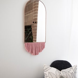 Elongated Arch Mirror with Fringe Stained Glass Mirror Wall Decor image 5