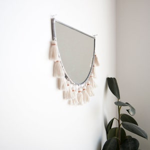 The Kiesa Half Circle Mirror with Tassels stained glass minimal mirror wall decor image 3