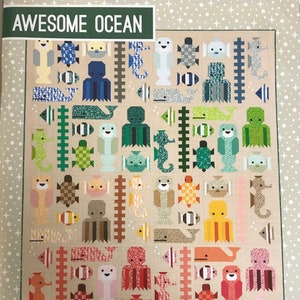 Elizabeth Hartman&#39;s Awesome Ocean Quilt Pattern Sea Life Sampler Quilt