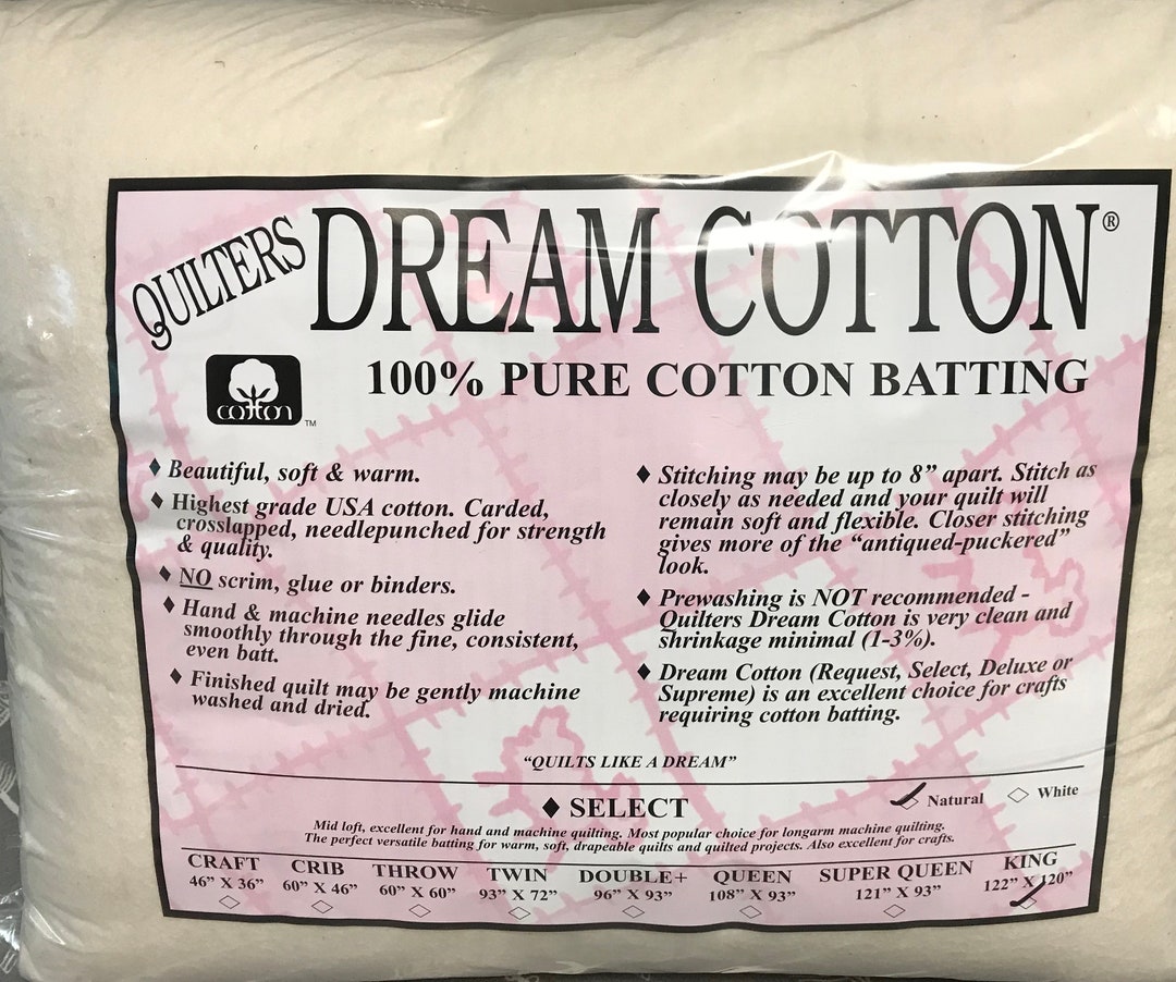 KING Quilters Dream Cotton Batting, Dream Batting, Natural, Size KING