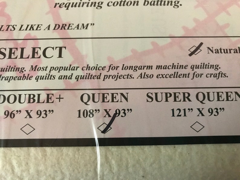 QUEEN Quilters Dream Cotton Batting, Dream Batting, Natural, Size QUEEN