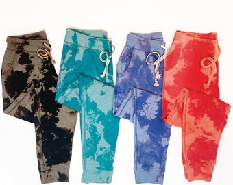TIE=DYED Joggers in Black / Teal / Blue / Red | Tie Dye Sweatpants | Women's Tie-dyed Jogger | Reverse Dyed Loungewear