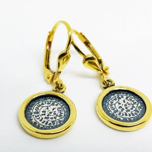 PHAISTOS DISC EARRINGS/Silver 925/ Gold Plated/ History Jewelry/ Greek Ancient Jewelry