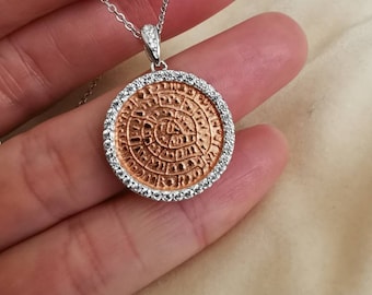 Two sided pendant/Phaistos Disc /Rose Gold plated/Minoan Jewellery /Ancient Greek Jewelry /Gift idea/Chain & Pendant