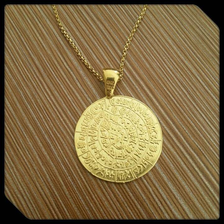 Sterling Silver 925 Necklace - Phaistos Pendant - Ancient Greek Necklace - Phaistos Necklace - Ancient Greek Jewelry - Gold Plated - Chain