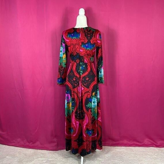 Unbranded Vintage 70s Psychedelic Floral Maxi Dress Small View 3