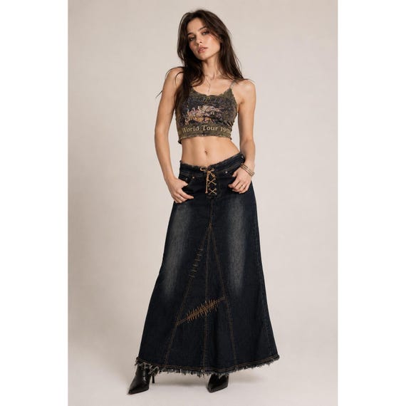 Y2K Fuse Denim Maxi Skirt Size 7
