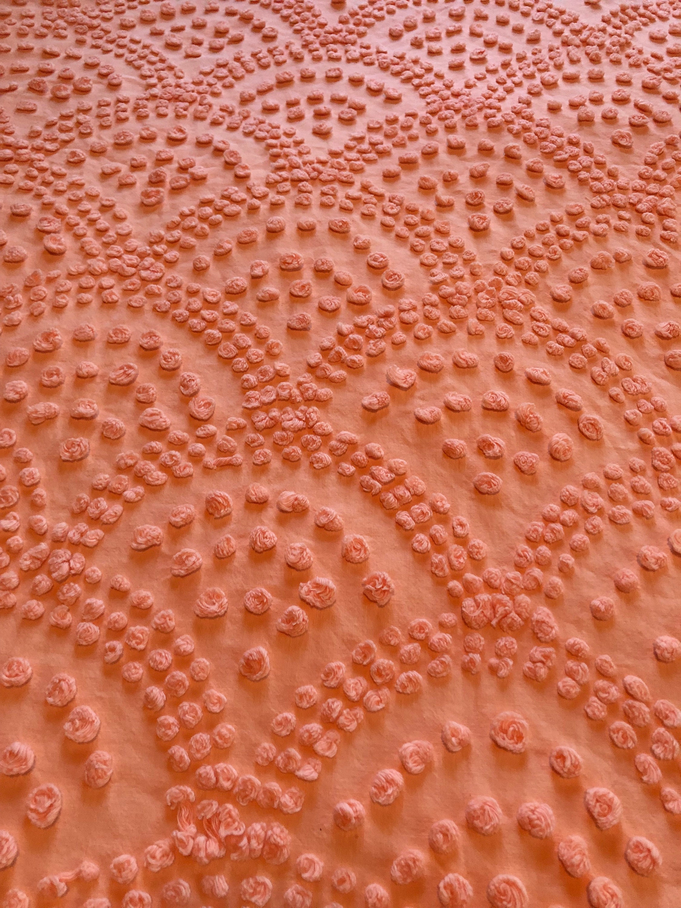 Chenille Bedspread With Pompoms Shell Pattern Chenille Etsy