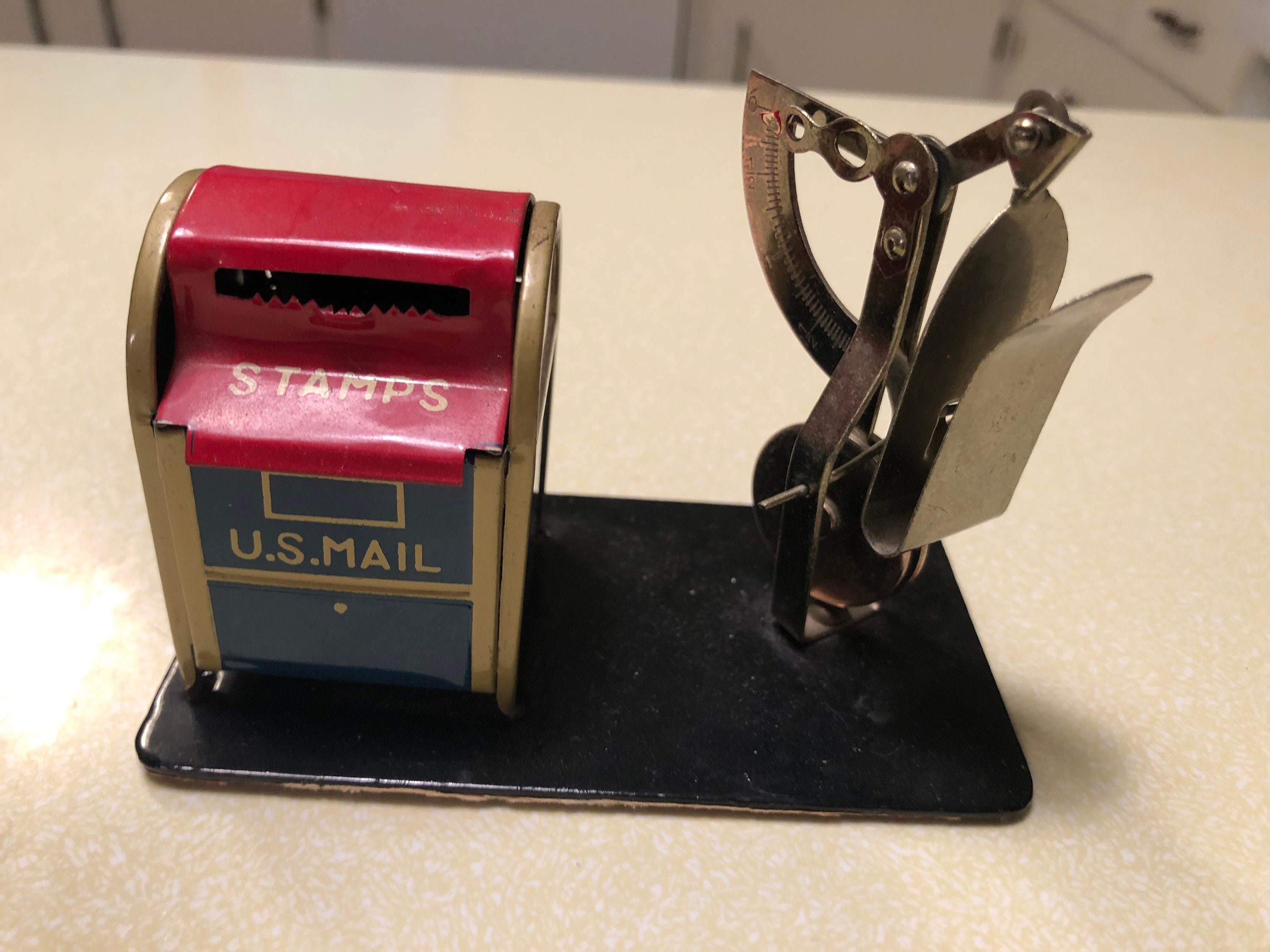 Vintage Mailbox Postage Stamp dispenser with postage scale, Stamp  dispenser, postal scale