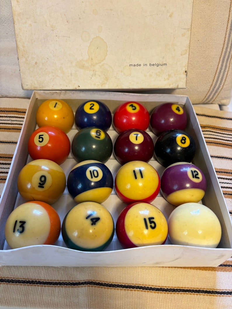 Vintage Pool Balls, Pocket Billiard Balls, Made in Belgium, Etsy