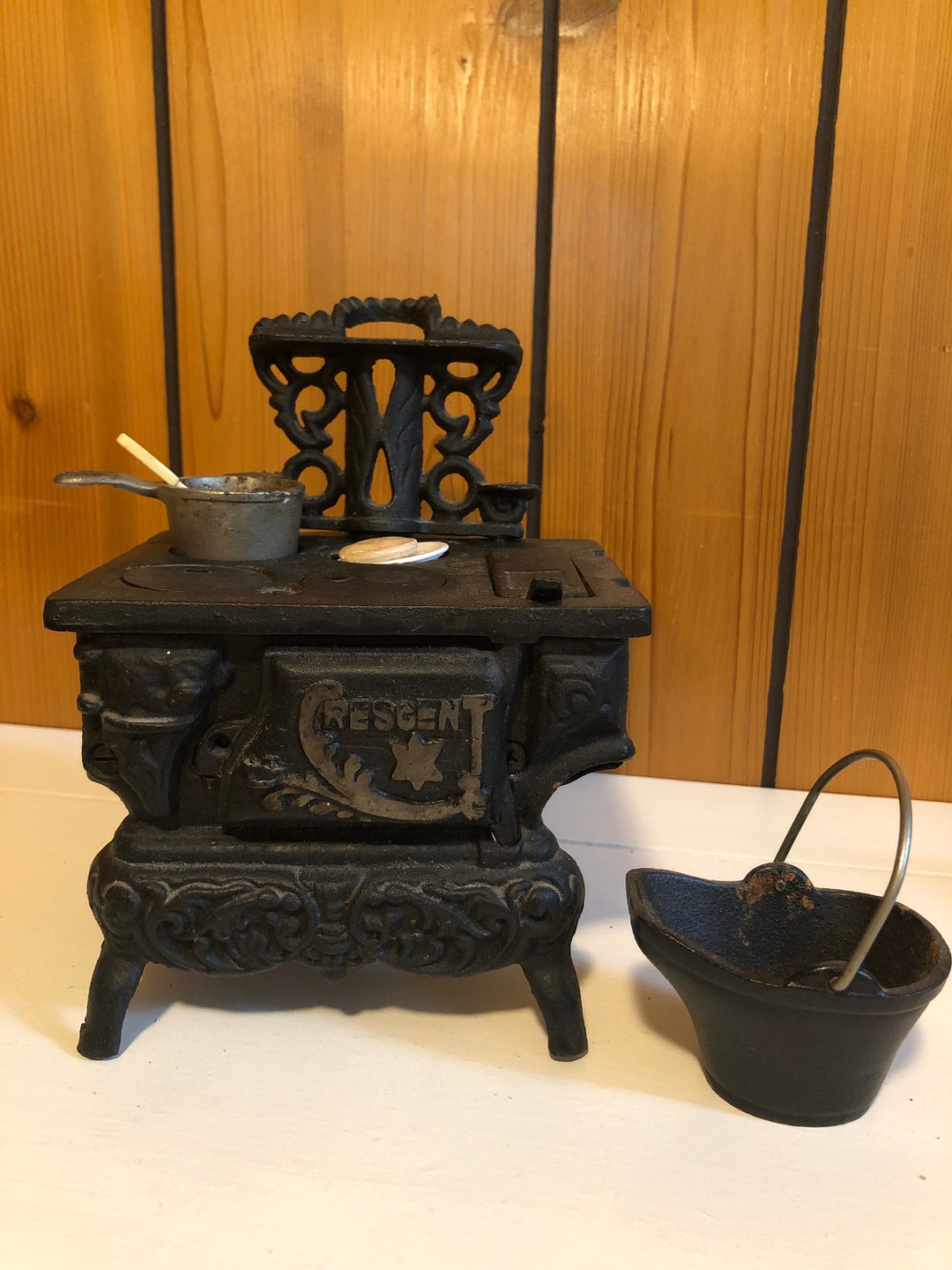 Crescent Cast Iron Miniature Stove Wood Stove Vintage Cook Etsy