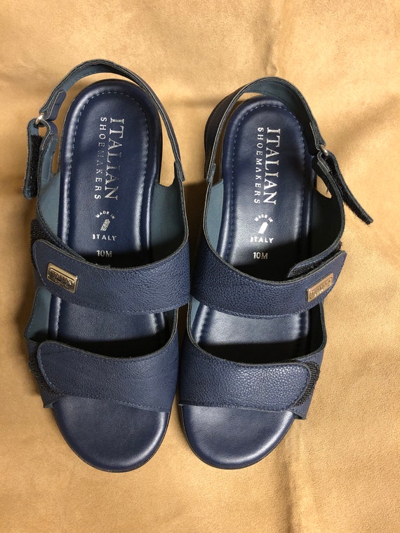 Italian Shoemakers Navy Blue Leather Sandals Leather Sandals