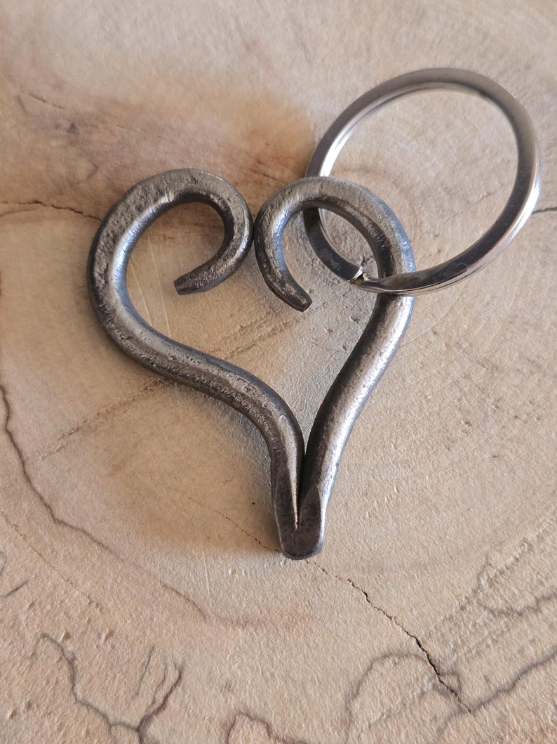 Hand Forged Heart Keychain/pendant~ Blacksmith - Etsy