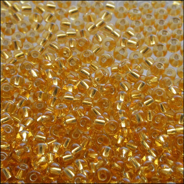 Preciosa Czech Glass 6/0 Seed Beads - Silver Lined Gold - 20g