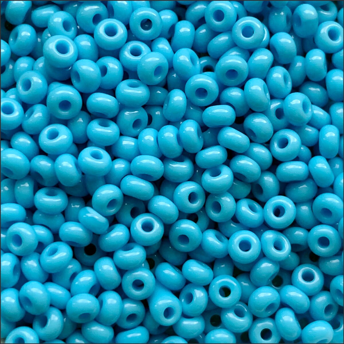 Preciosa Czech Glass 8/0 Seed Beads Opaque Turquoise Blue- 20g - Main Image