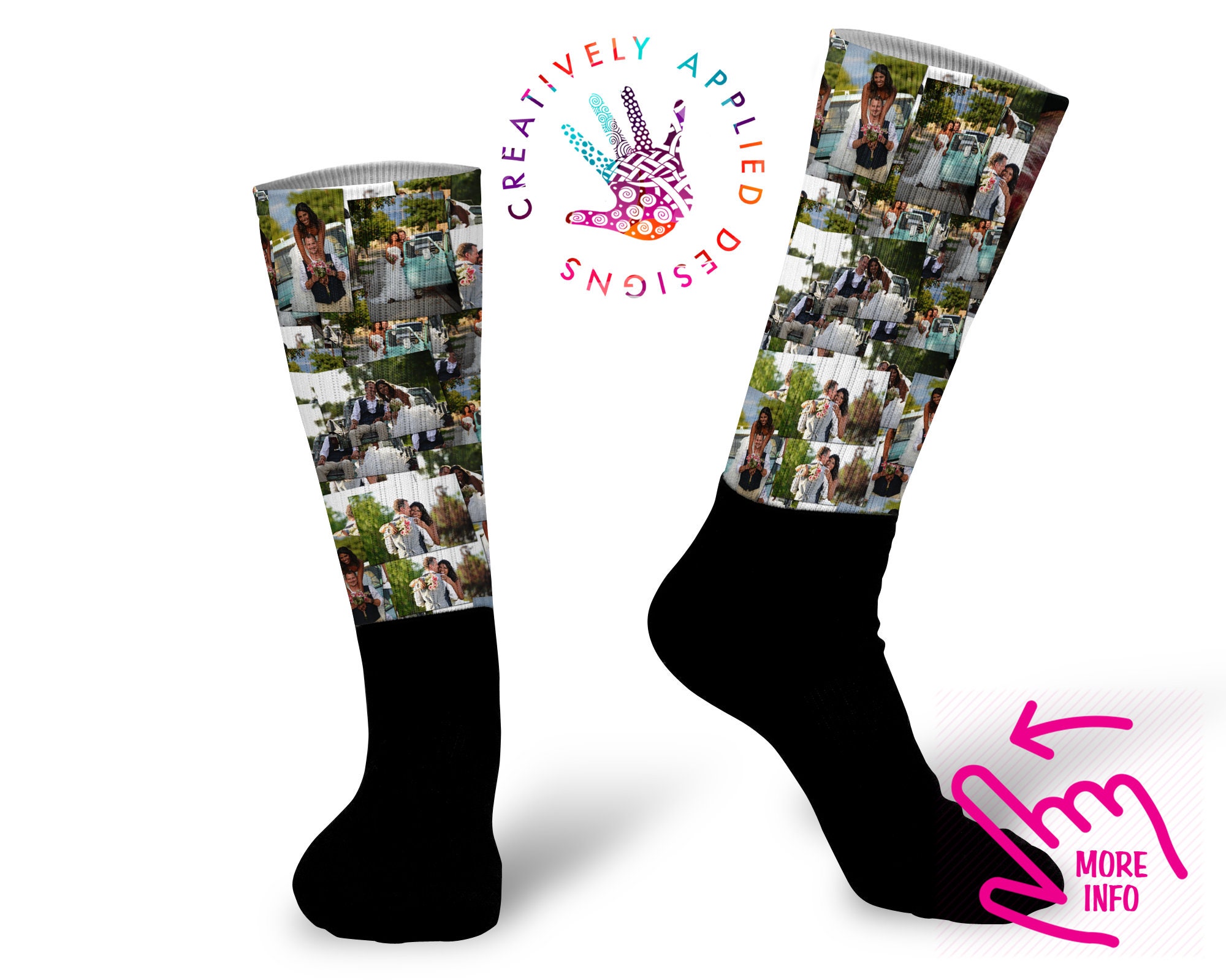 Collage Photo Socks Custom Printed Add Multiple Photos and Etsy