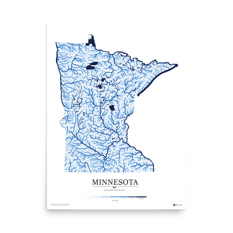 Minnesota Hydrological Map Poster - Etsy