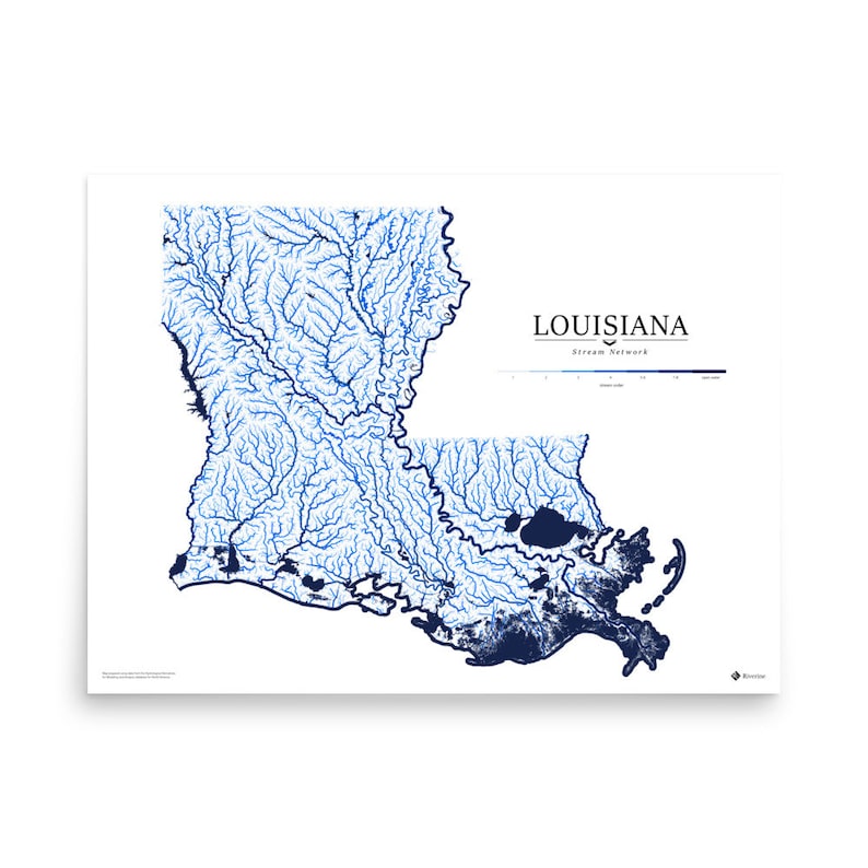 Louisiana Hydrological Map Poster - Etsy
