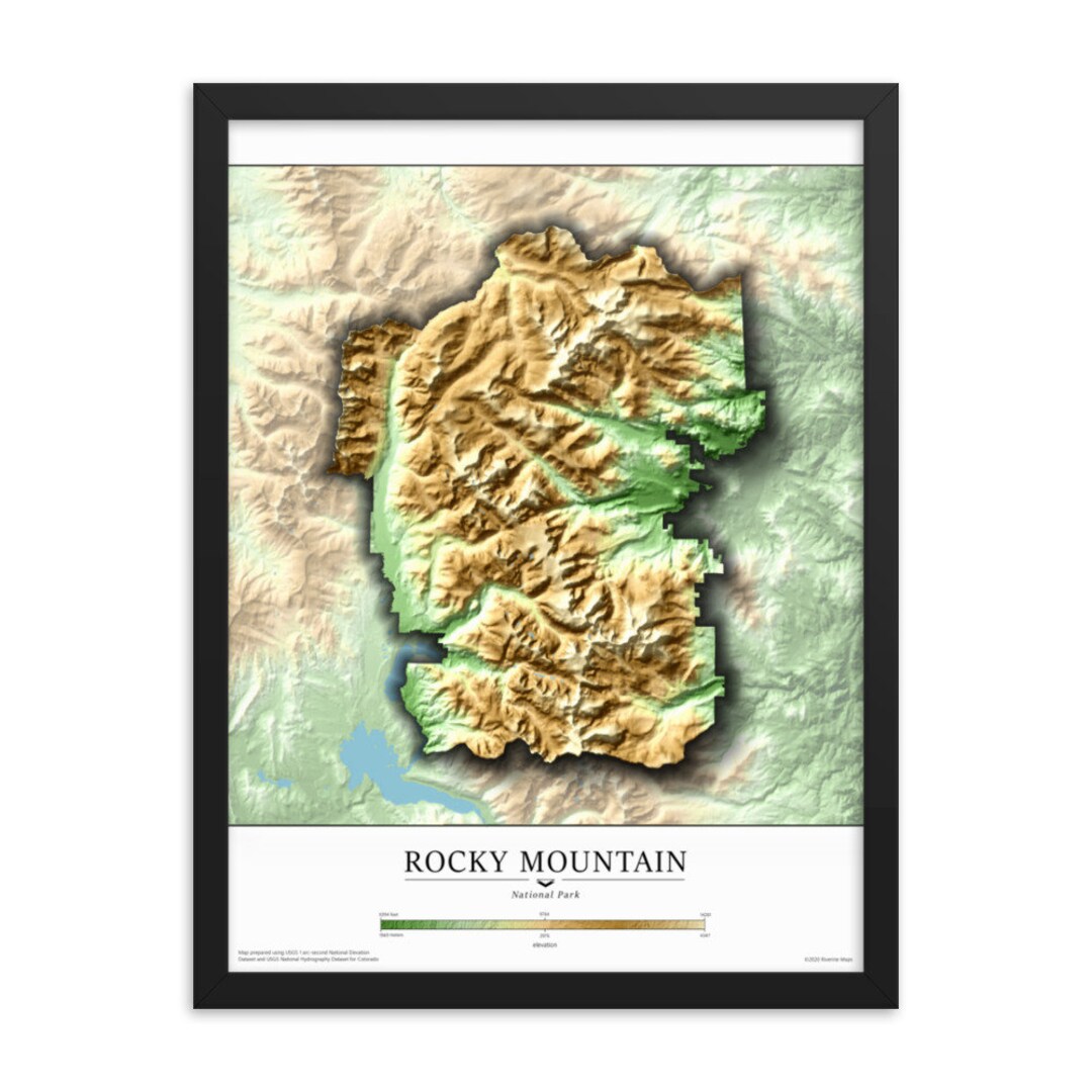 Rocky Mountain National Park Elevation Map Poster Print - Etsy