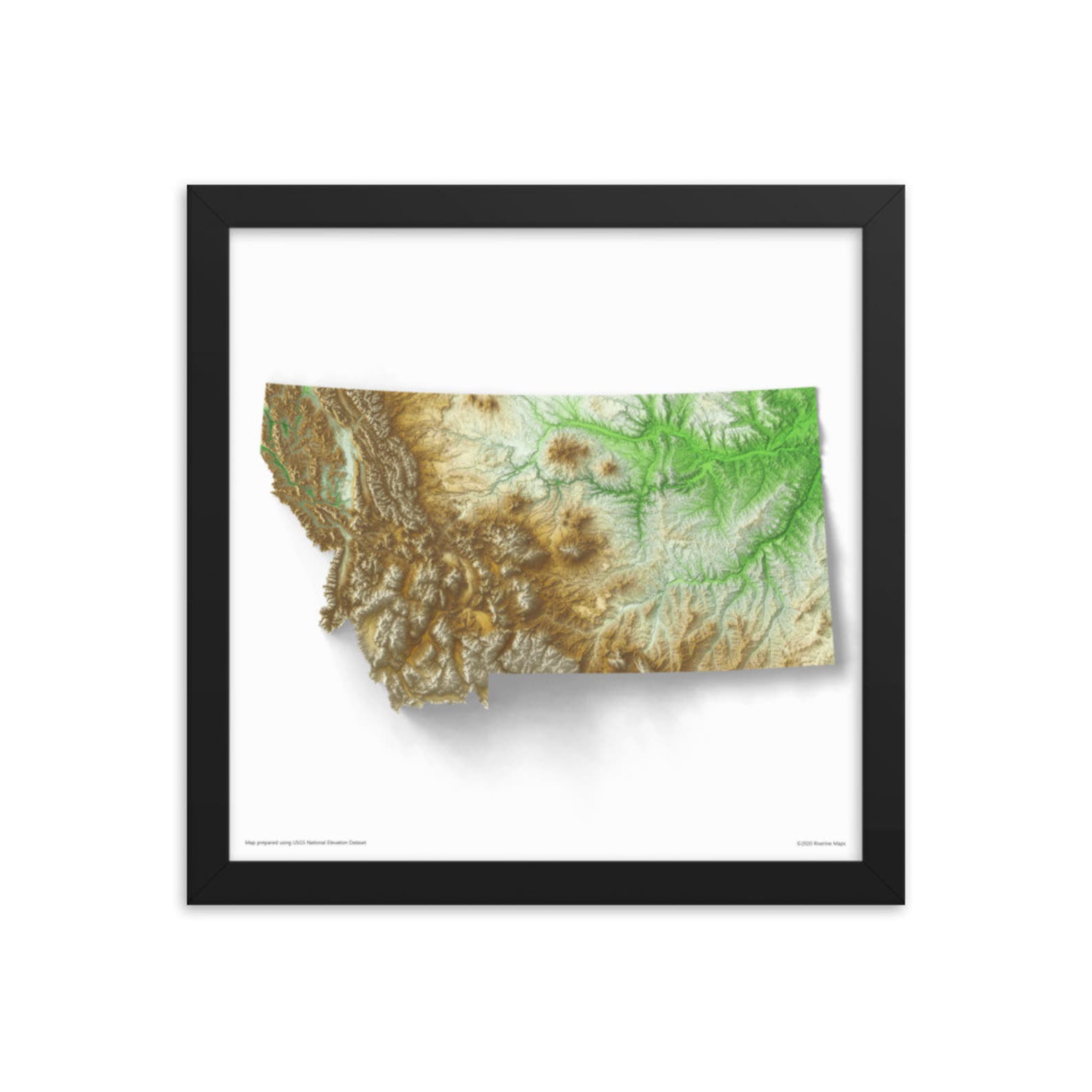 Montana Elevation Map Poster Etsy