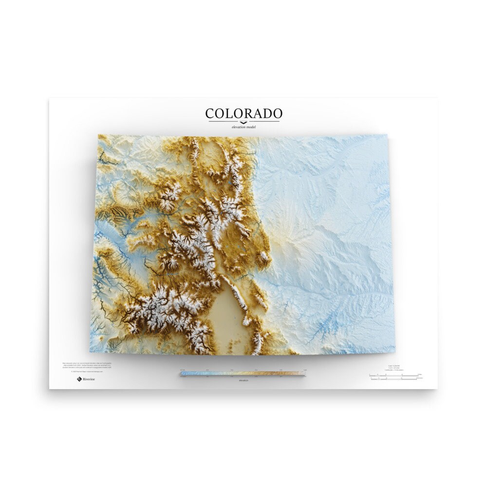 Colorado Elevation Map Poster - Etsy