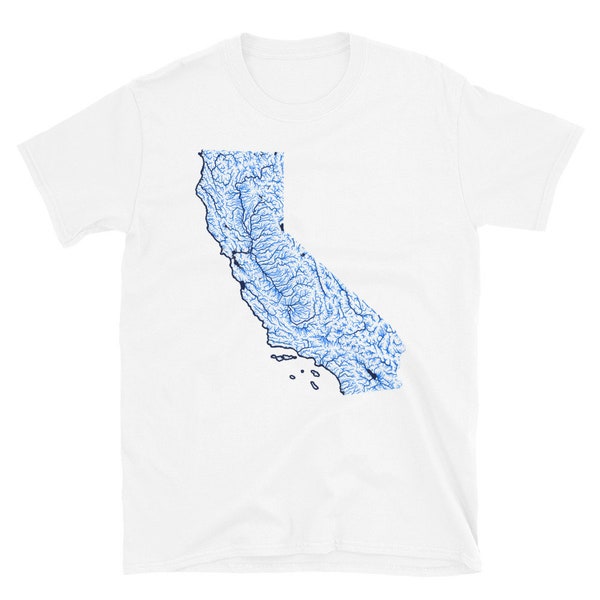 California Hydrological Map Short-Sleeve T-Shirt