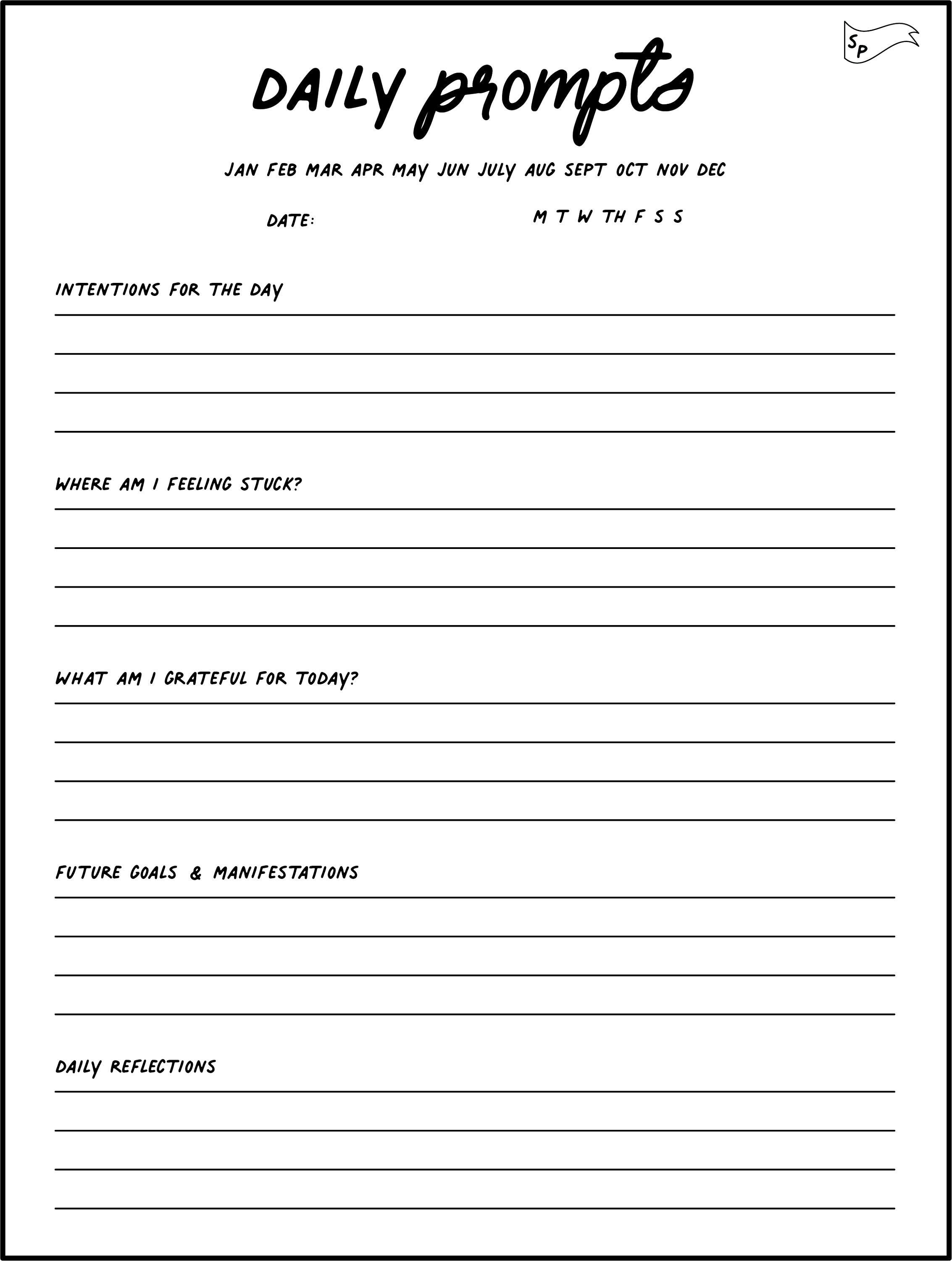Daily Prompts Printable PDF Digital Download | Etsy