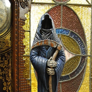 Grim Reaper Figure Halloween Decor, Hand Painted Ceramic Figurine / Halloween Decorations