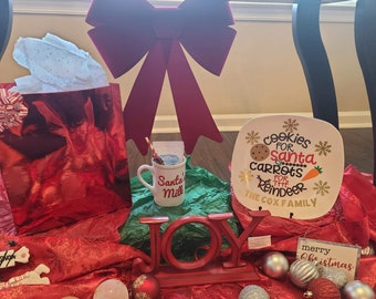 Personalized Cookies for Santa Plate and Milk For Santa Mug - Custom Cookies for Santa Plate - Carrots for the Reindeer - Santa Cookie Set
