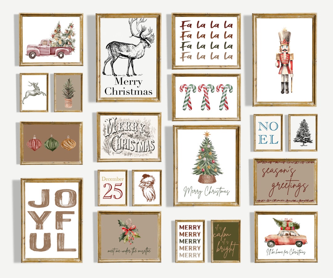 Christmas Gallery Wall, 20 Christmas Printables, Christmas Wall Art