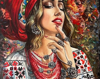 Female oil painting “Ukrainian beauty”