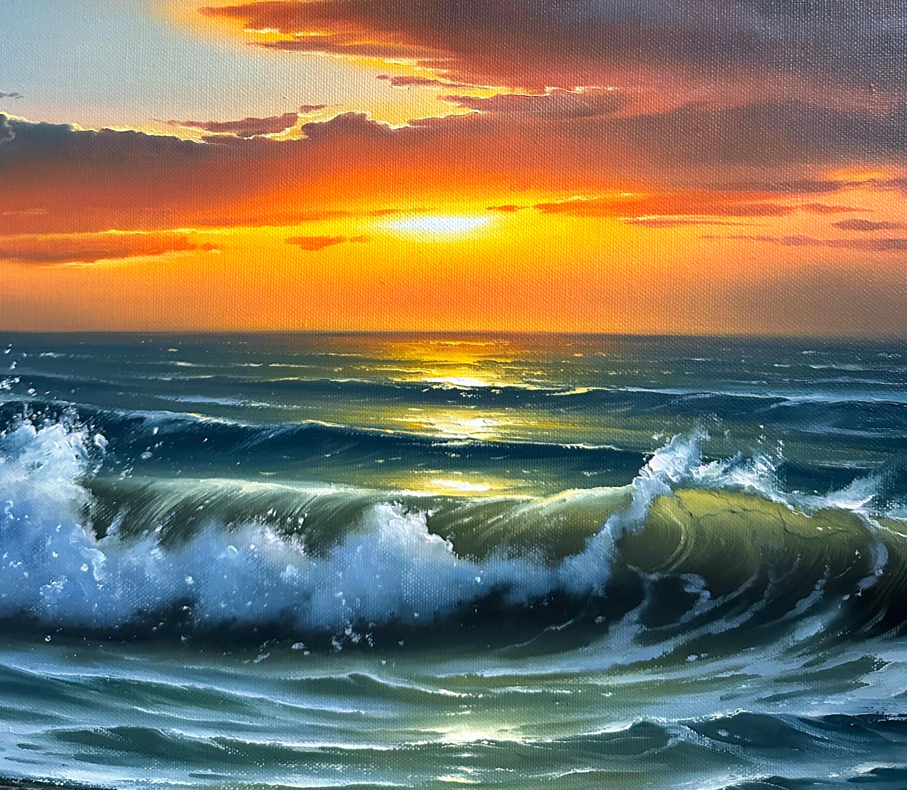 海景画「海に沈む夕日」 - Etsy 日本