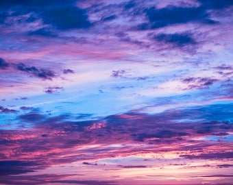 虹 夕焼け 青 紫 ピンク 空 カラフル 雲景 写真 デジタルダウンロード