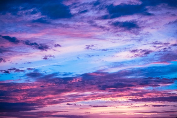 Rainbow Sunset Blue Purple Pink Sky Colorful Cloudscape Etsy
