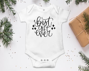 Christmas SVG File | Best Gift Ever Hand Lettered SVG | Christmas Baby Onesie Craft File | Cricut SVG | Gift Tag Craft File