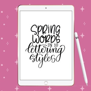 Hojas de práctica de letras de Spring Words PDF, 10 estilos de letras, Hojas de trabajo de letras, Hojas de trabajo de caligrafía con pincel, Letras con pincel