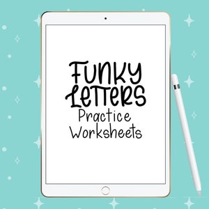 Funky Style Hand Lettering Practice Sheets, Bouncy Lettering Worksheets, Lettering Practice Printable, Instant Download,