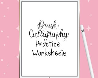 Brush Calligraphy Practice Sheets, Calligraphy Worksheets, Brush Lettering Practice, Instant Download, Modern Calligraphy