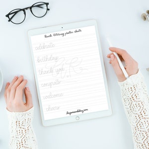 Monoline Hand Lettering Practice Sheets, Monoline Modern Calligraphy Worksheets, Hand Lettering Practice Printable, Instant Download image 6