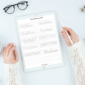 Christmas Words Hand Lettering Practice Sheets, Instant Download, 10 Styles of Hand Lettering, Lettering Worksheets, Brush Calligraphy image 4