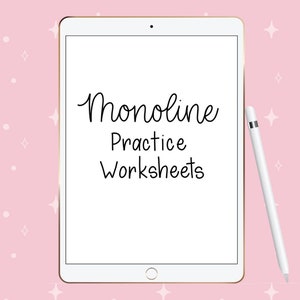 Monoline Hand Lettering Practice Sheets, Monoline Modern Calligraphy Worksheets, Hand Lettering Practice Printable, Instant Download image 1