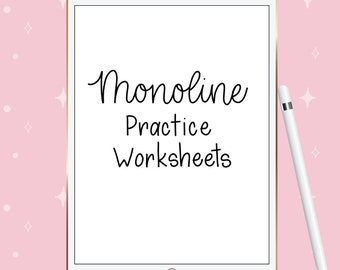 Monoline Hand Lettering Practice Sheets, Monoline Modern Calligraphy Worksheets, Hand Lettering Practice Printable, Instant Download